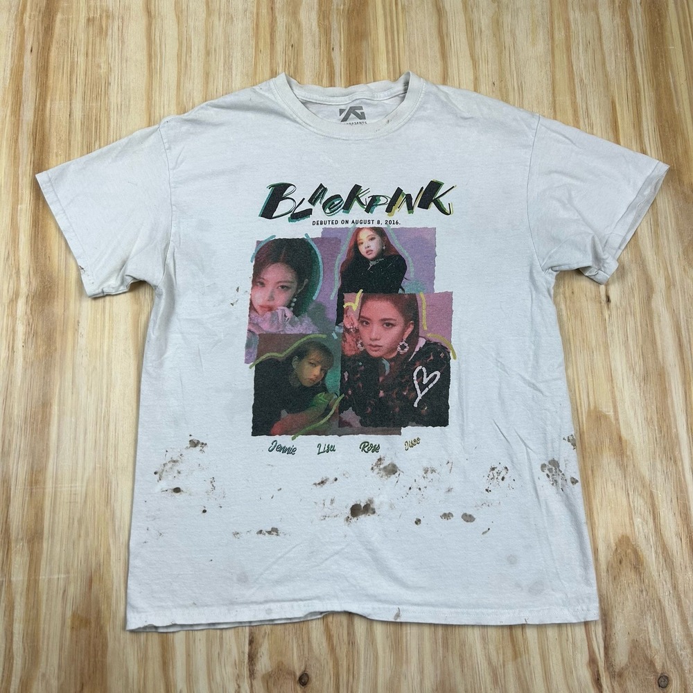BLACKPINK  LISA Size L Official Merch Alter Ego White‎ KPOP Graphic RARE Flaws